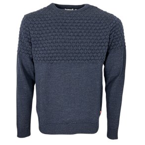 Smandsstrik, rund hals, 100% uld. bl-meleret, TILBUD