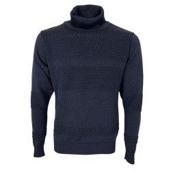 Rullekrave, smandsstrik, 100% uld. NAVY/MARINEBL, TILBUD