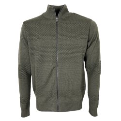 Cardigan, smandsstrik, 100% uld. ARMYGRN, TILBUD