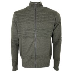 Cardigan, smandsstrik, 100% uld. ARMYGRN, TILBUD