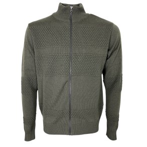 Cardigan, smandsstrik, 100% uld. ARMYGRN, TILBUD