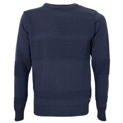 Smandsstrik, rund hals, 100% uld. NAVY/MARINEBL, TILBUD