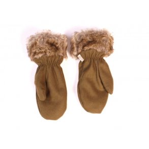 Vanter / luffer i uld med fake pels, Tilbud, army