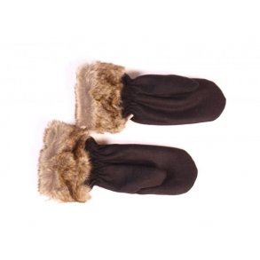 Vanter / luffer i uld med fake pels, Tilbud, sort