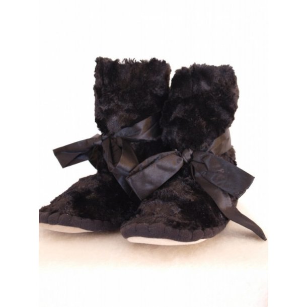 støvler i fake fur, sort - Fodtøj Samsø