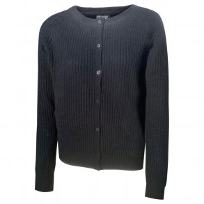 Strikket cardigan med knapper - lammeuld. TILBUD